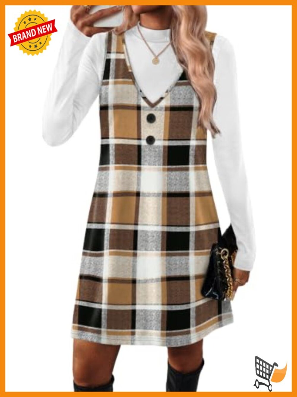 2 Piece Long Sleeve Mock Neck A-Line Dress Set with Pockets